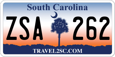SC license plate ZSA262