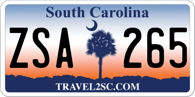 SC license plate ZSA265