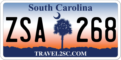 SC license plate ZSA268