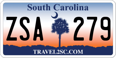 SC license plate ZSA279