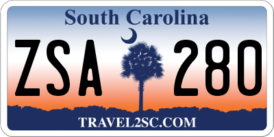 SC license plate ZSA280