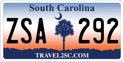 SC license plate ZSA292