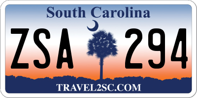 SC license plate ZSA294