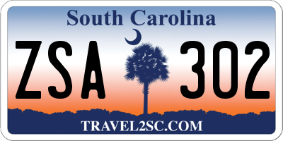 SC license plate ZSA302