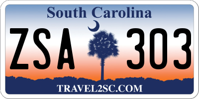 SC license plate ZSA303