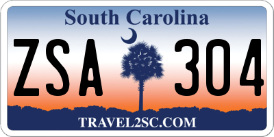 SC license plate ZSA304