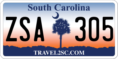 SC license plate ZSA305