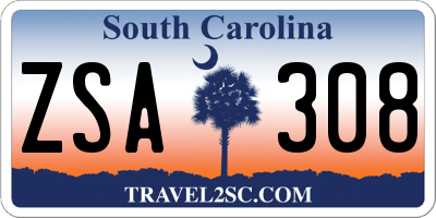 SC license plate ZSA308