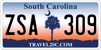 SC license plate ZSA309