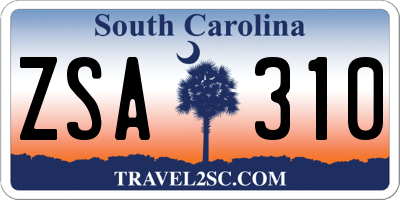 SC license plate ZSA310