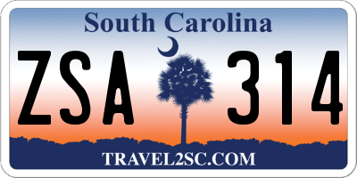 SC license plate ZSA314
