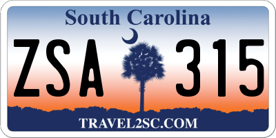 SC license plate ZSA315