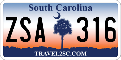 SC license plate ZSA316