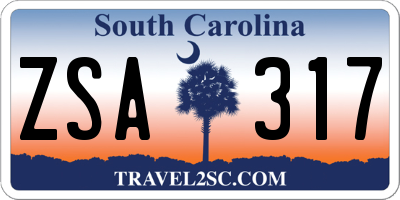 SC license plate ZSA317