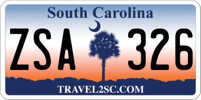 SC license plate ZSA326