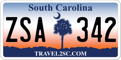 SC license plate ZSA342