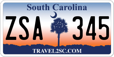 SC license plate ZSA345