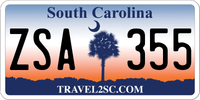 SC license plate ZSA355
