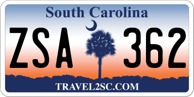 SC license plate ZSA362