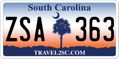 SC license plate ZSA363