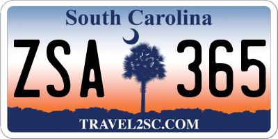 SC license plate ZSA365