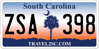 SC license plate ZSA398