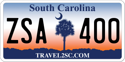 SC license plate ZSA400
