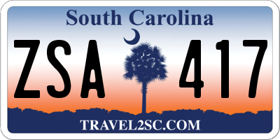 SC license plate ZSA417
