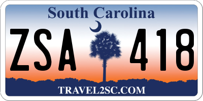 SC license plate ZSA418