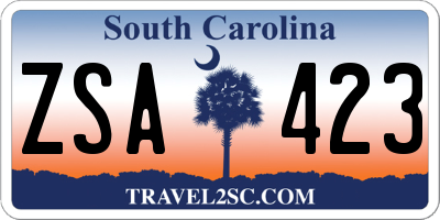 SC license plate ZSA423