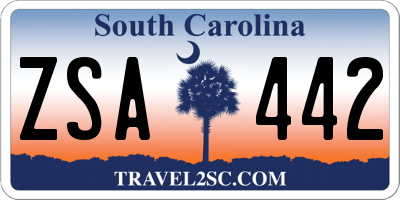 SC license plate ZSA442