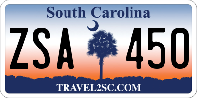 SC license plate ZSA450