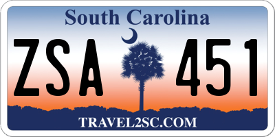 SC license plate ZSA451