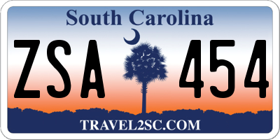 SC license plate ZSA454