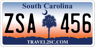 SC license plate ZSA456