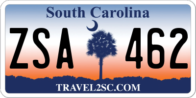 SC license plate ZSA462
