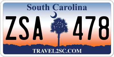 SC license plate ZSA478