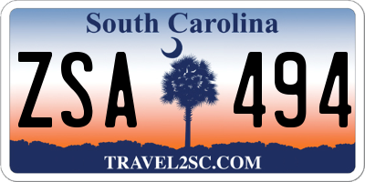 SC license plate ZSA494