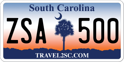 SC license plate ZSA500