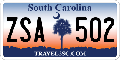 SC license plate ZSA502