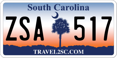 SC license plate ZSA517