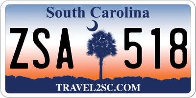 SC license plate ZSA518