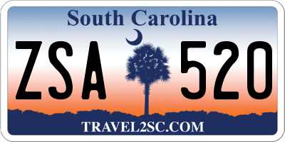 SC license plate ZSA520