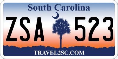 SC license plate ZSA523
