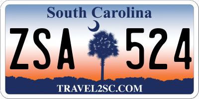 SC license plate ZSA524