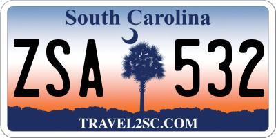 SC license plate ZSA532