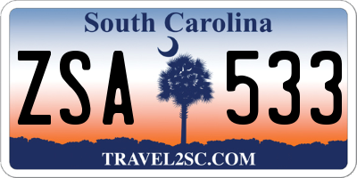 SC license plate ZSA533