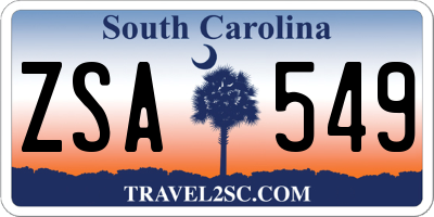 SC license plate ZSA549