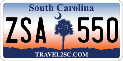 SC license plate ZSA550