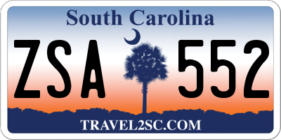 SC license plate ZSA552